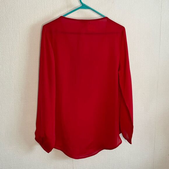 Ariat Top Women’s Medium Red Embellished SemiSheer Blouse Western Rodeo Cowgirl - Picture 6 of 13